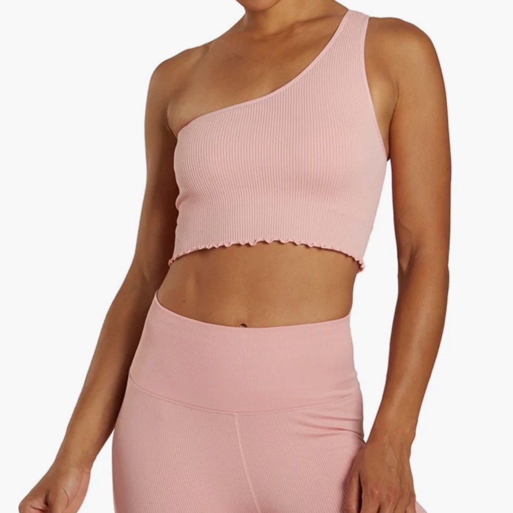 Spiritual Gangster Luna One Shoulder Tank Pink Ribbed Top size xs / small